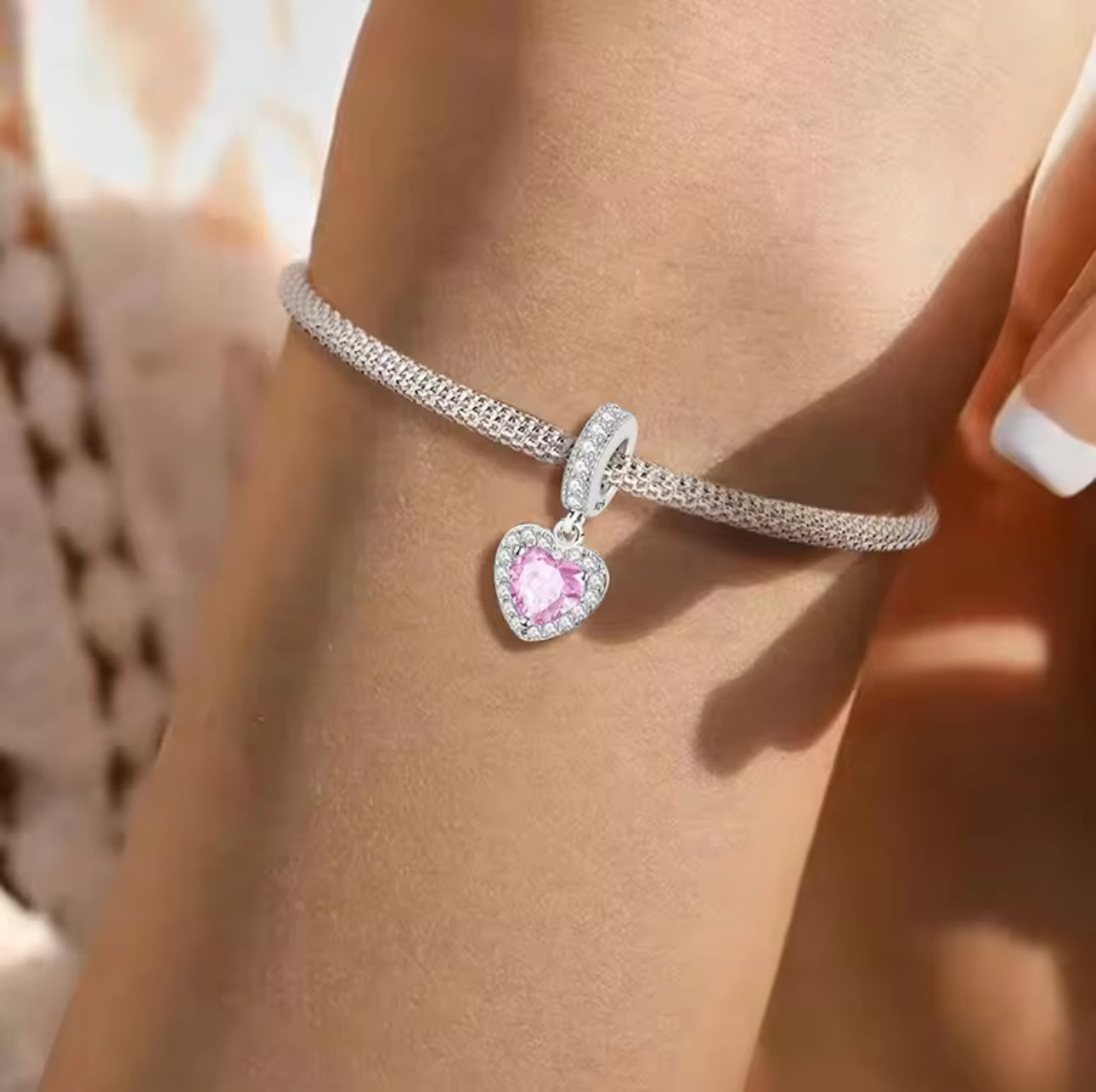 Pink Heart Dangle Charm