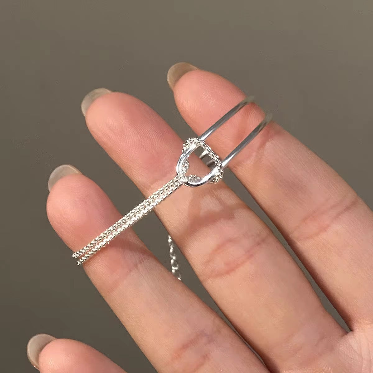 Dual Arc Chain-Link Silver Bracelet