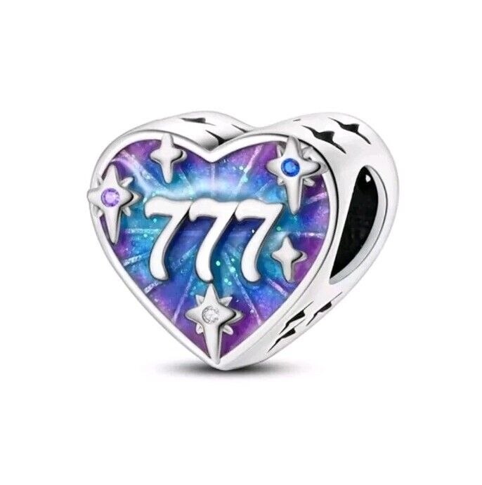 Lucky Number 777 Heart Charm