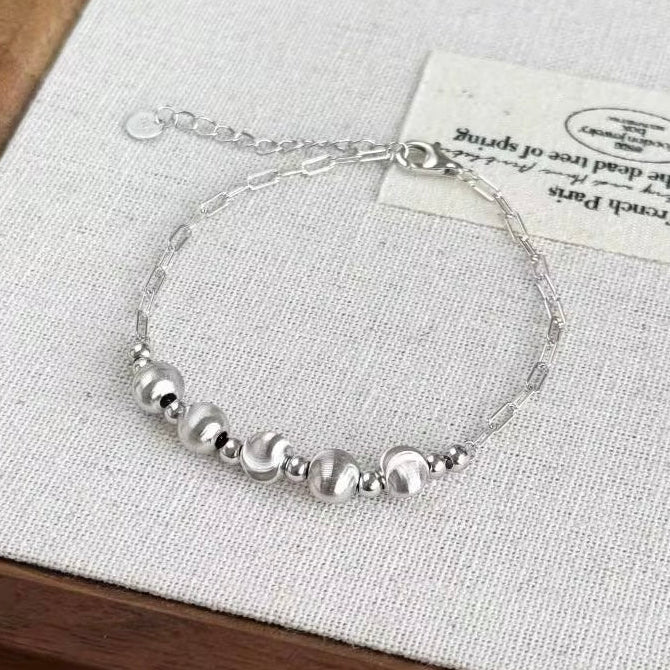 Minimal beaded chain bracelet 925 sterling silver delicate adjustable ball bead bracelet elegant minimalist jewelry