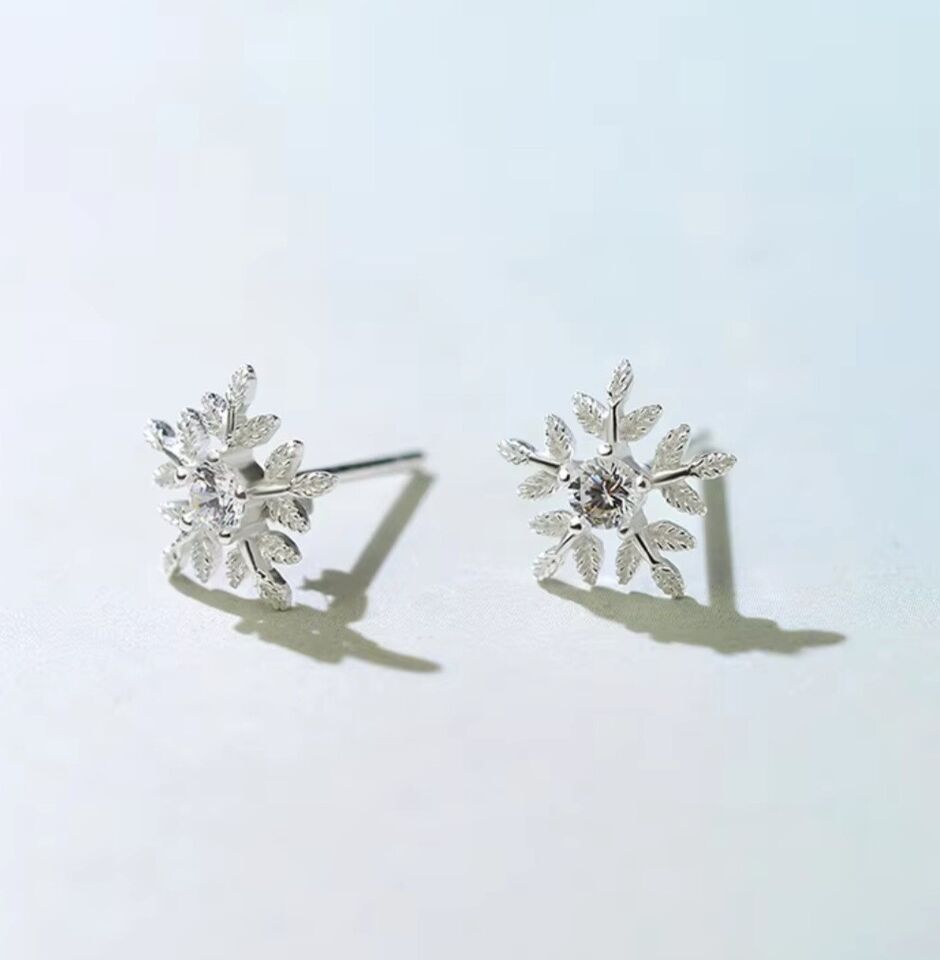 Sparkling Snowflakes Stud Earrings
