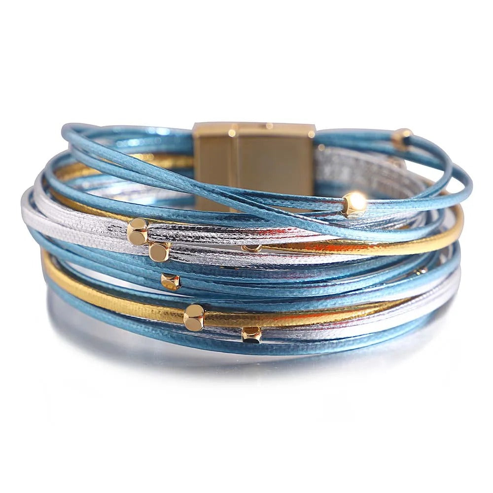The ALLYES Charm Triple Color Leather Bracelet
