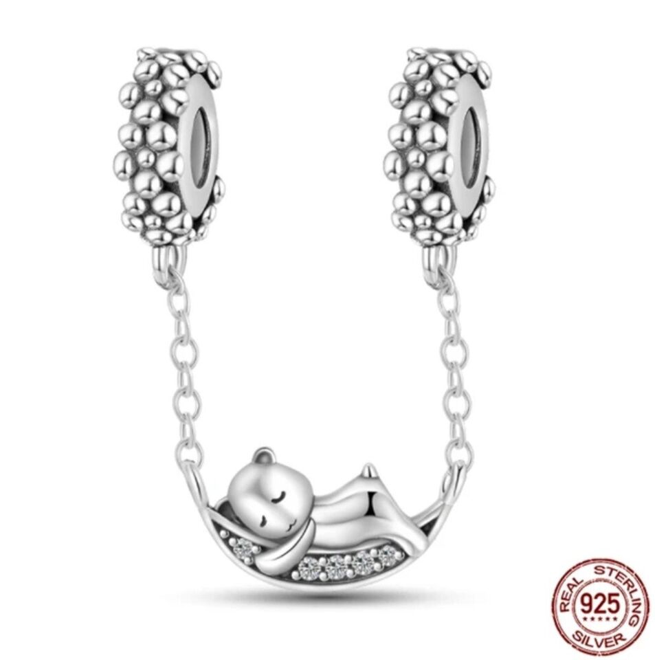 Teddy Bear On A Swing Dangle Charm