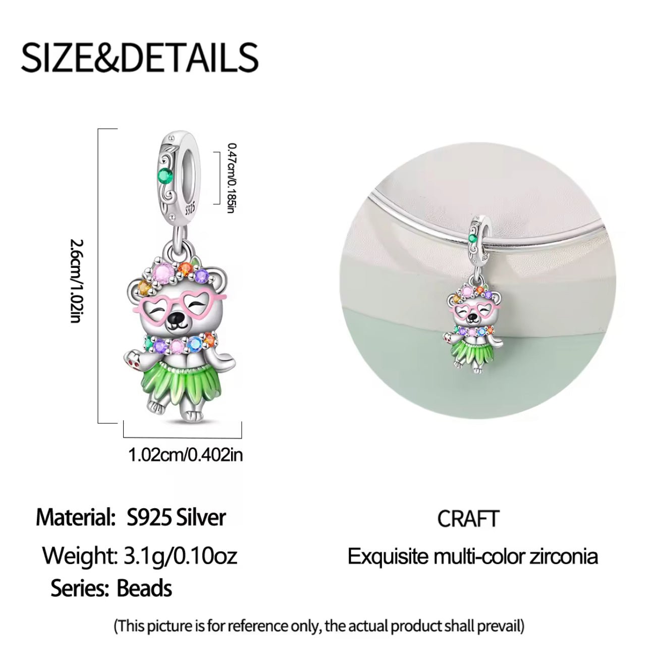 Aloha Dancer Bear Charm - bellissi