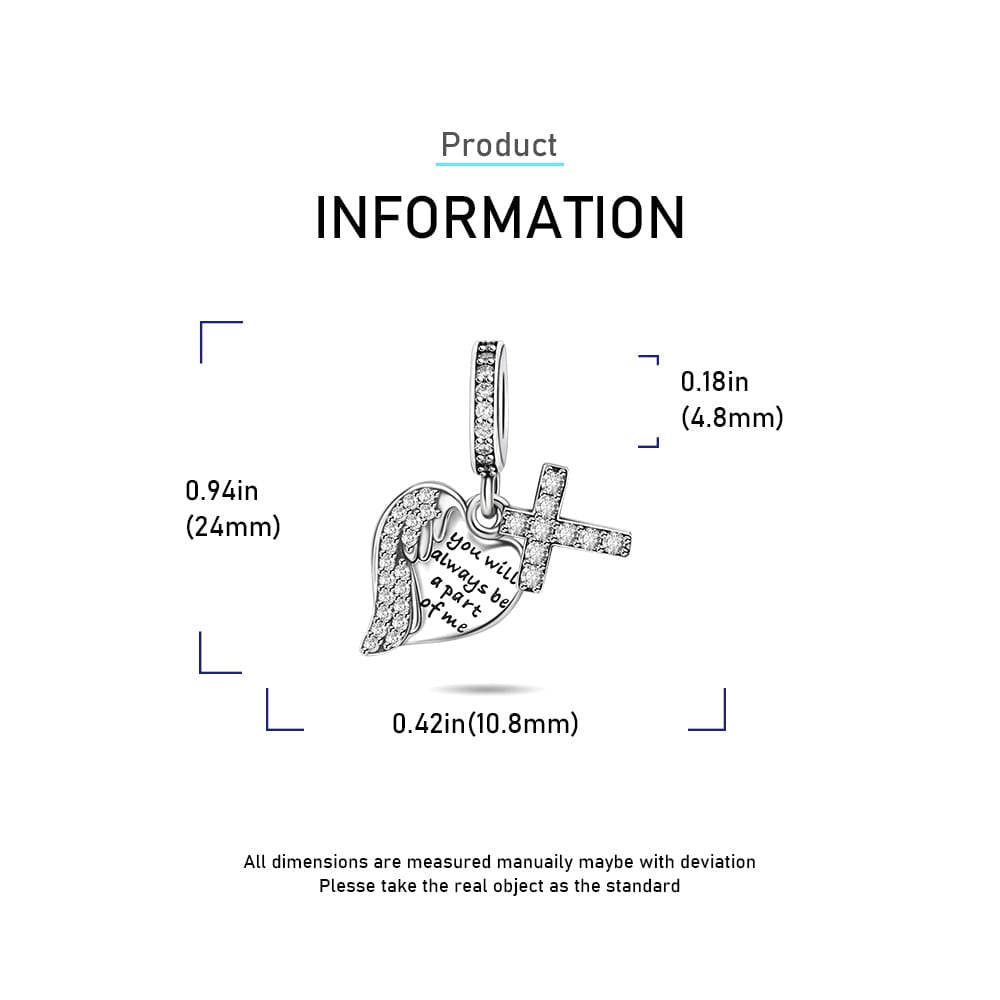 Angel Wing Cross Memorial Charm - bellissi