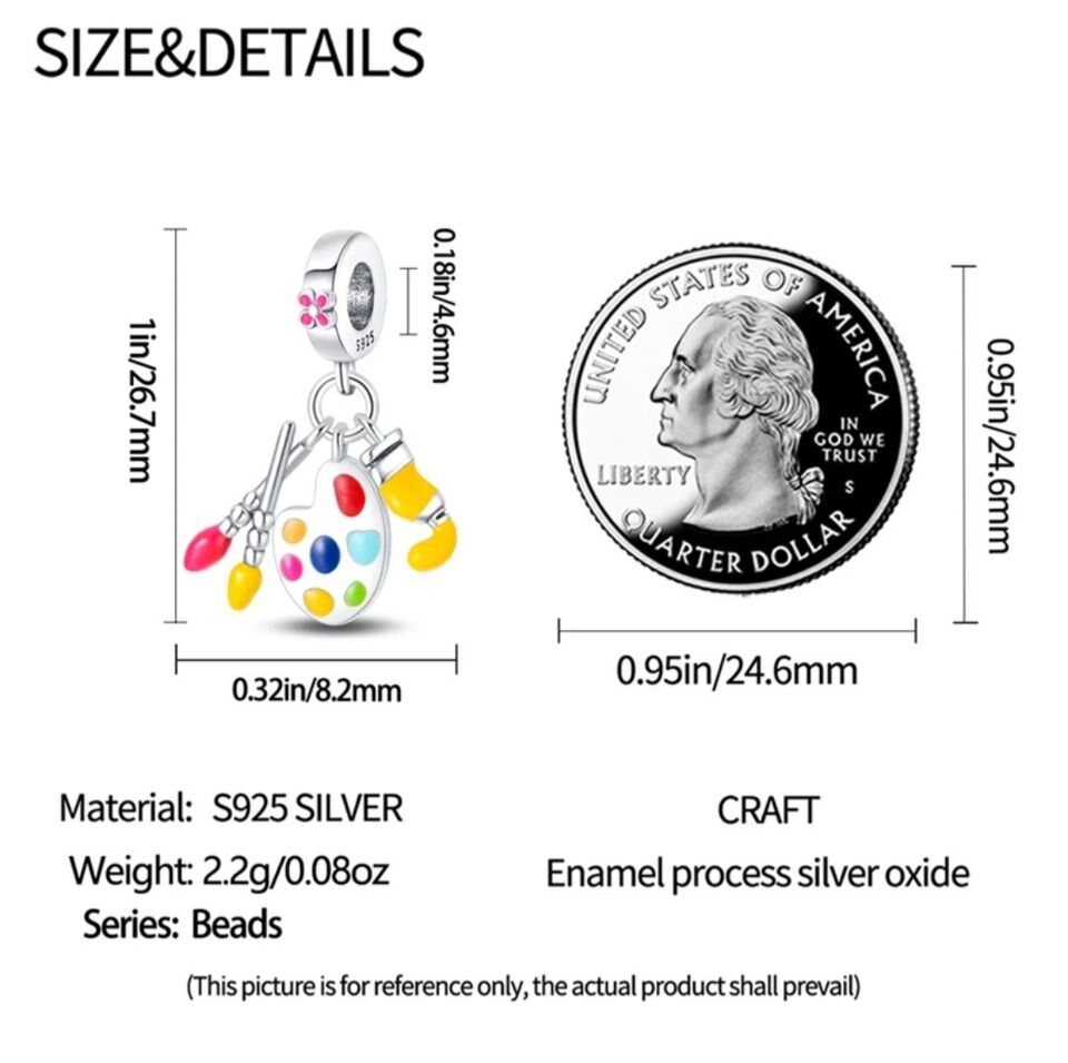 Artist Paint Palette & Brushes Dangle Charm - bellissi