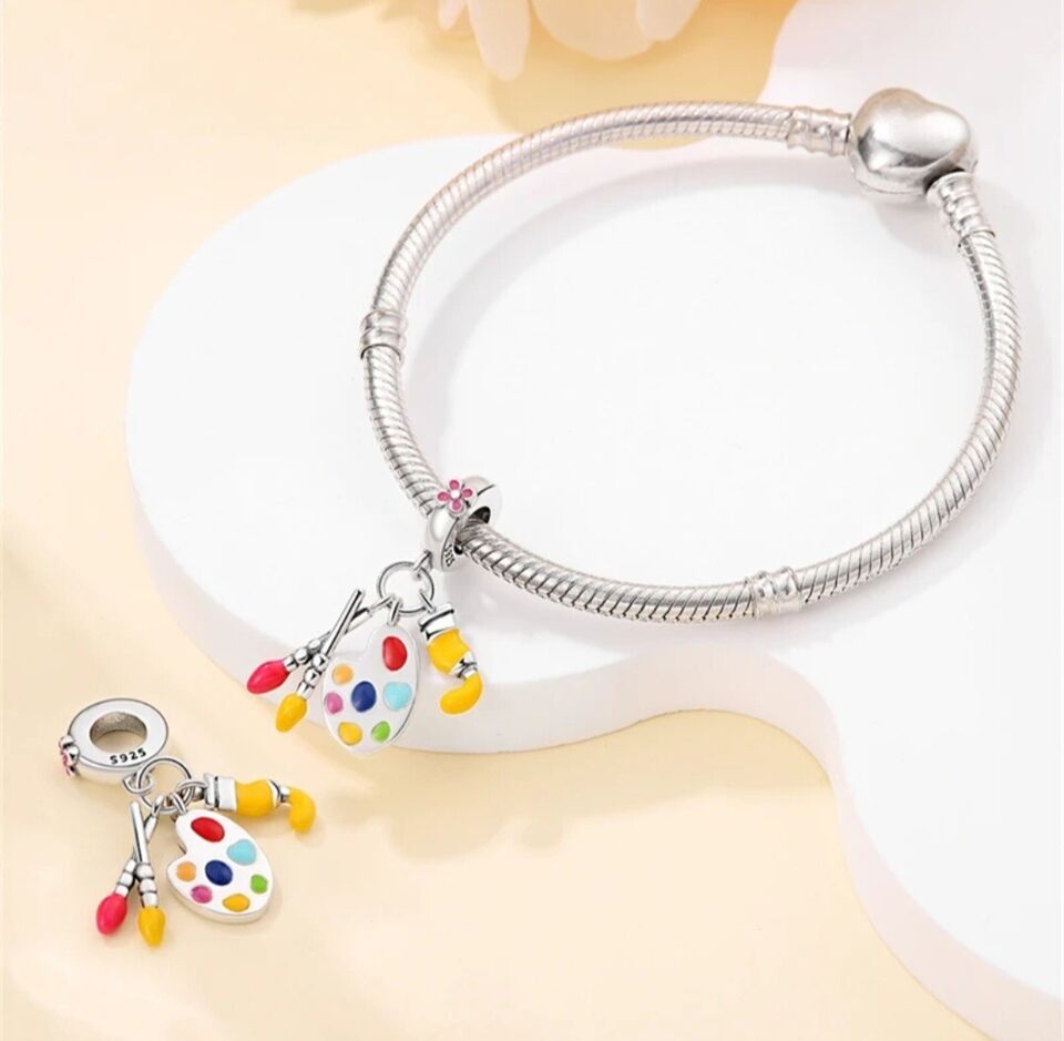 Artist Paint Palette & Brushes Dangle Charm - bellissi
