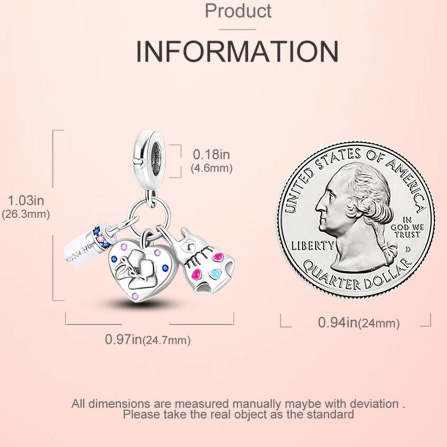 Baby Bottle, Romper And Shoes Dangle Charm - bellissi