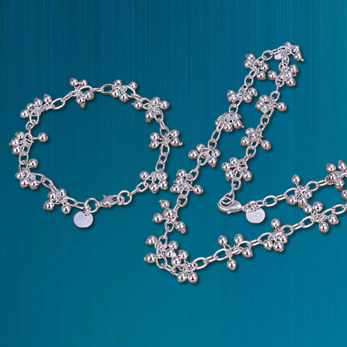 Beautiful Set Bracelets & Necklace Beads Sterling Silver - bellissi