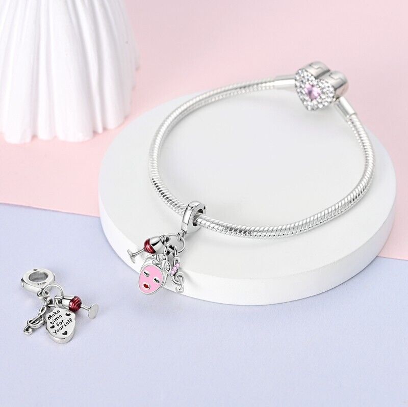 Beauty Face Mask Wine & Treble Clef Dangle Charm - bellissi