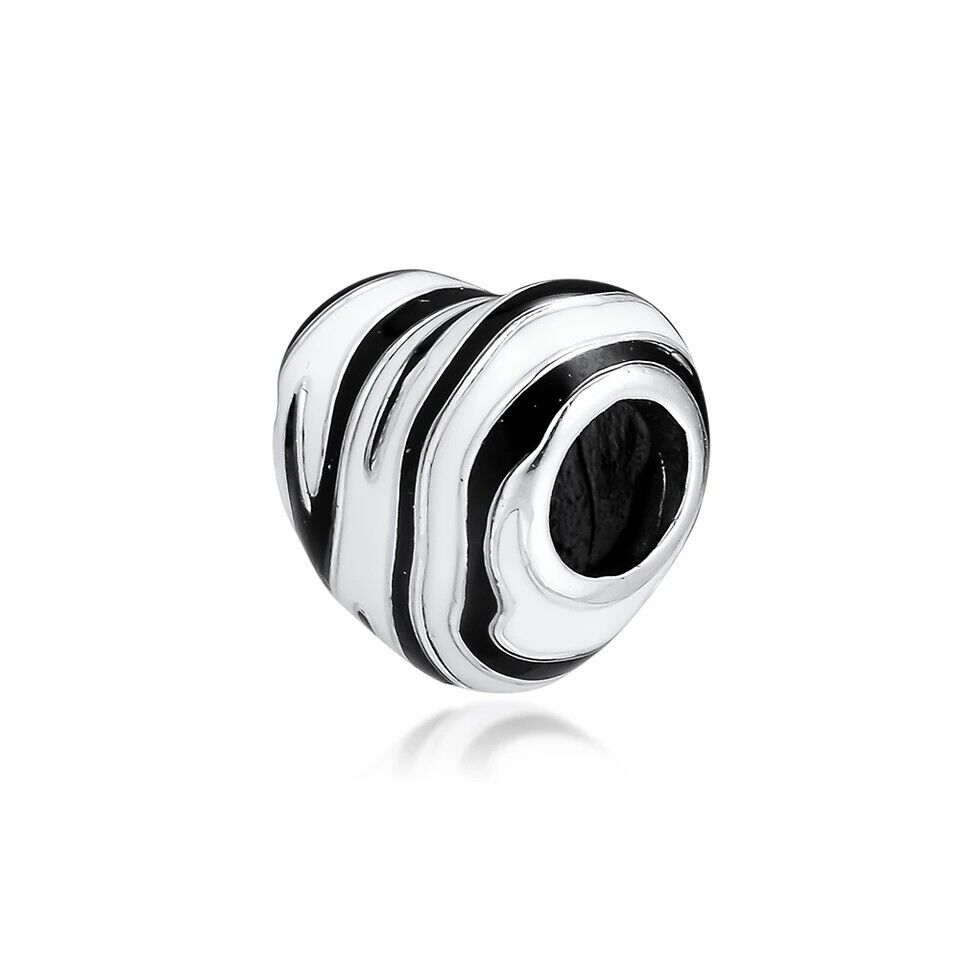 Black & White Zebra Heart Charm - bellissi