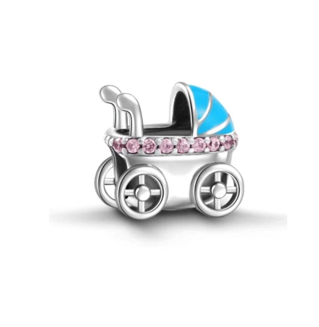 Blue Baby Pram Charm - bellissi
