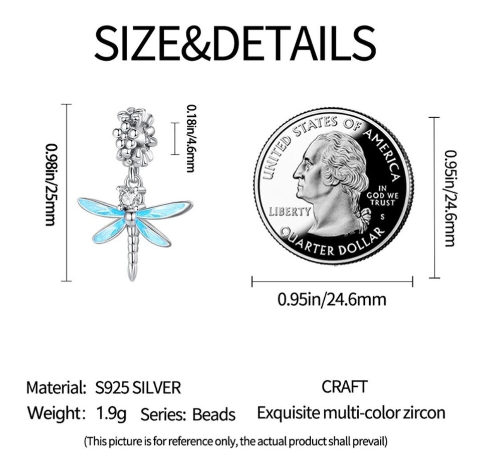 Blue Dragonfly Zircon Gift Dangle Charm - bellissi