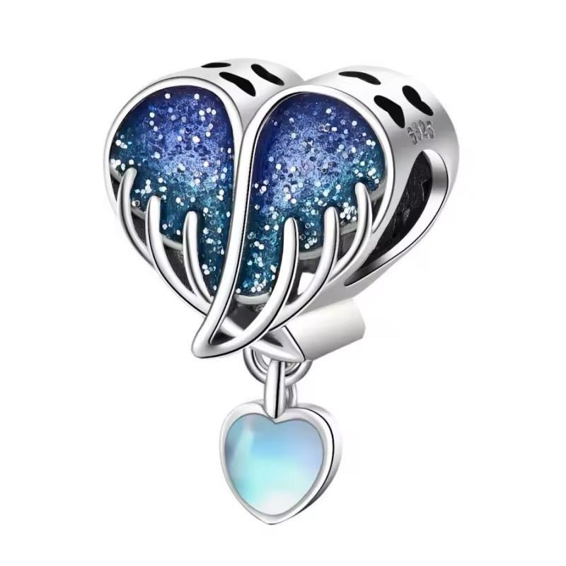 Blue Heart Wings Charm - bellissi