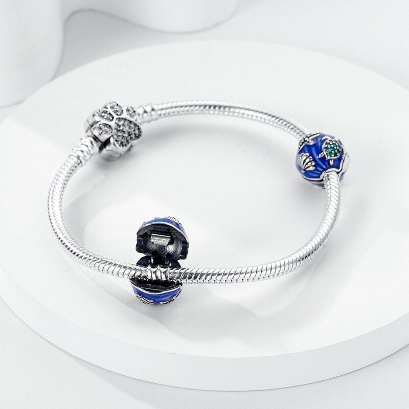 Blue Sea With Zirconia Turtle Shell Clip On Charm - bellissi