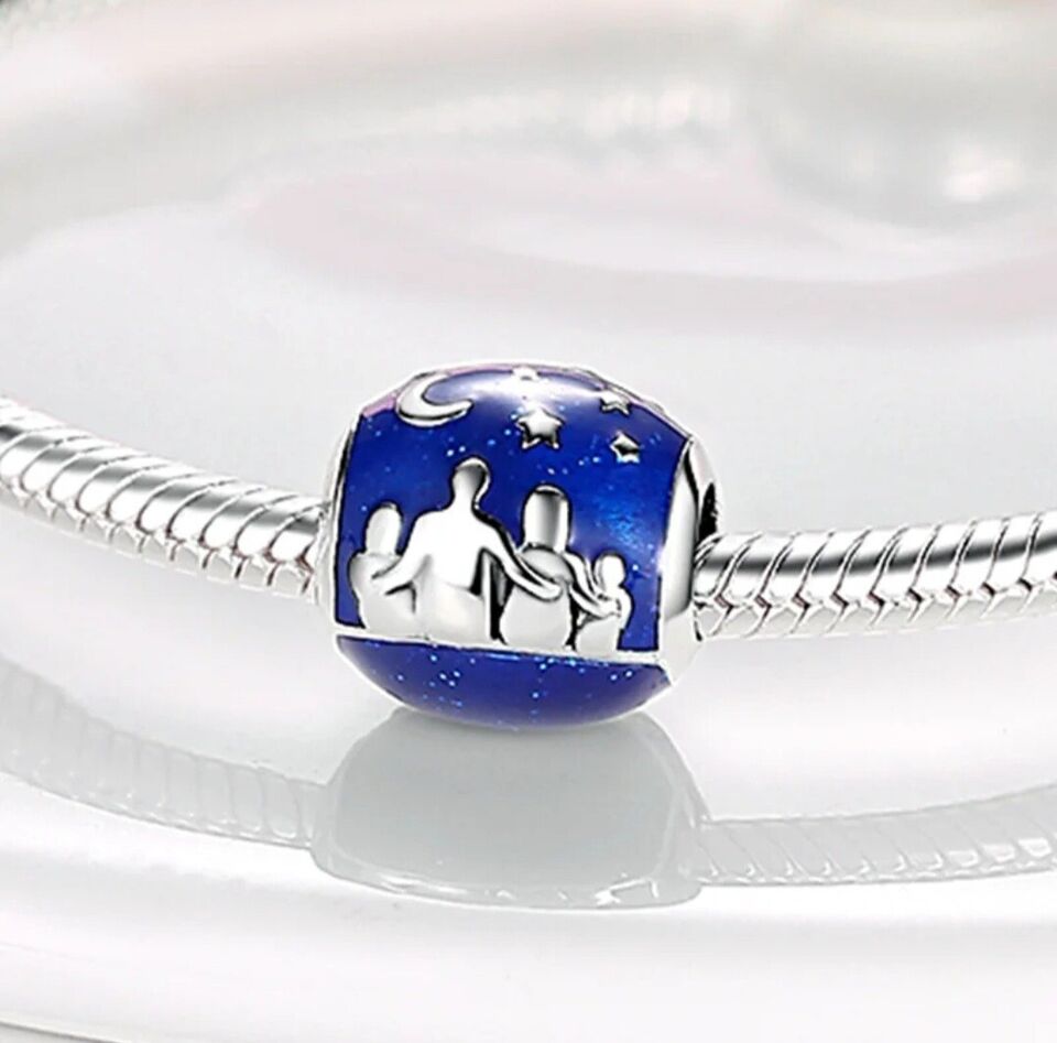 Blue Sky Moon & Stars Family Love Charm - bellissi