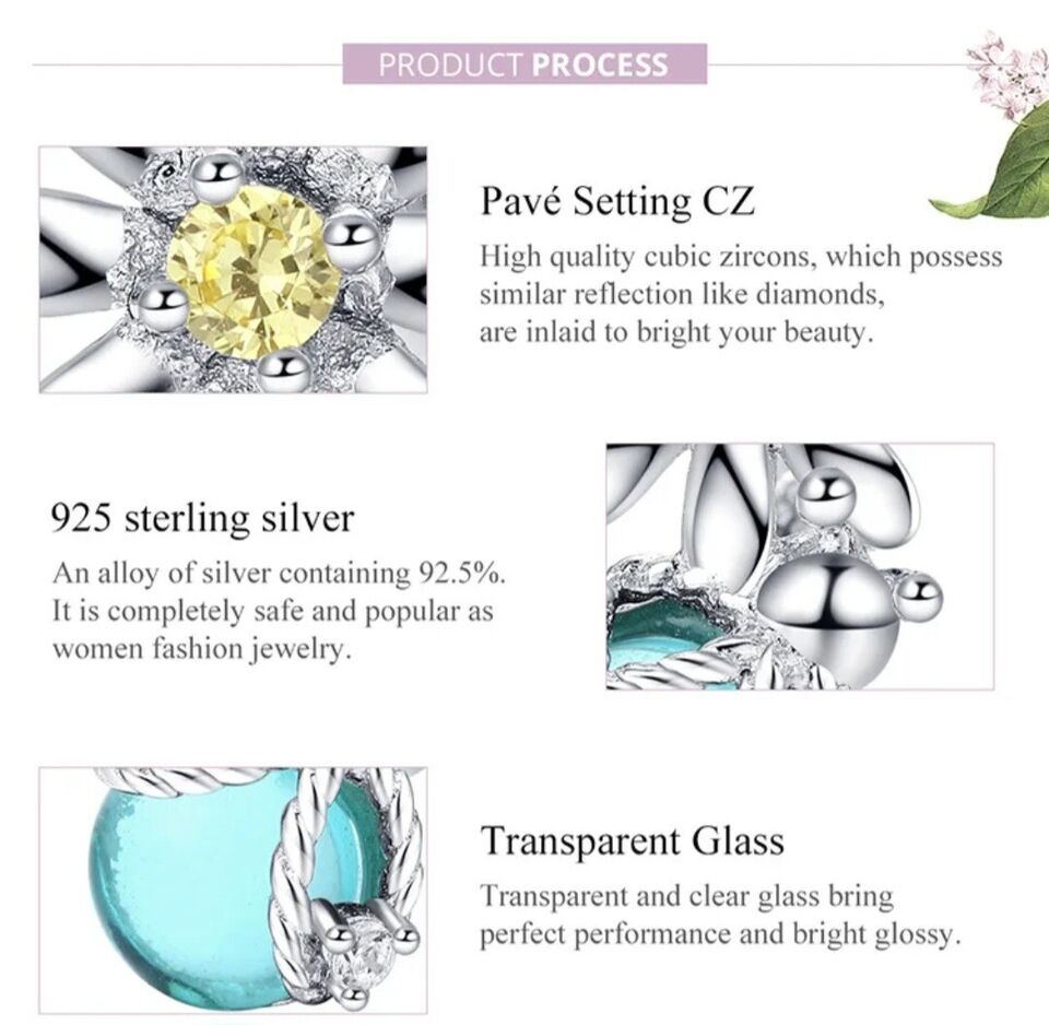 Blue Zirconia Firefly & Daisy Charm - bellissi