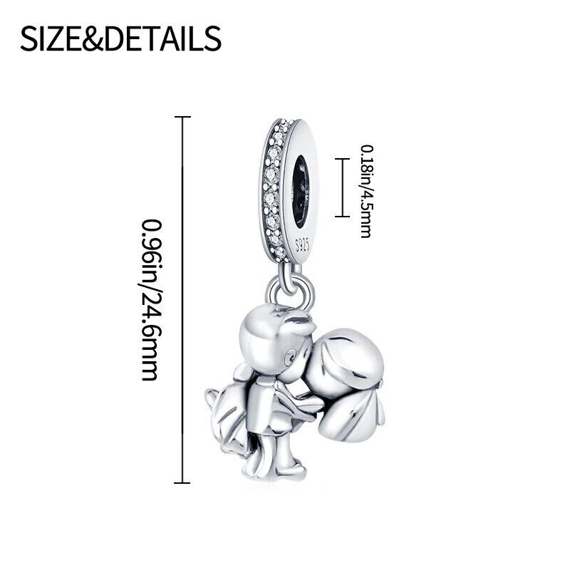 Boy Girl Newly - Weds Heart Dangle Charm - bellissi