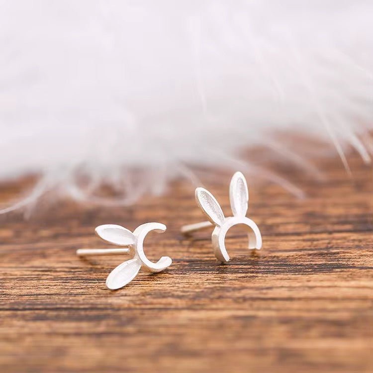 Bunny Moon Silver Stud Earrings - bellissi