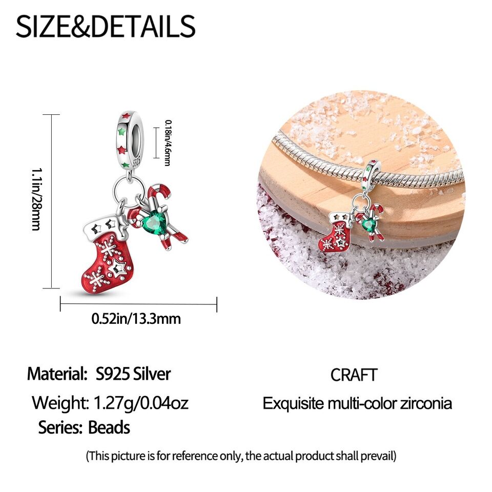 Candy Cane & Stocking Dangle Charm - bellissi