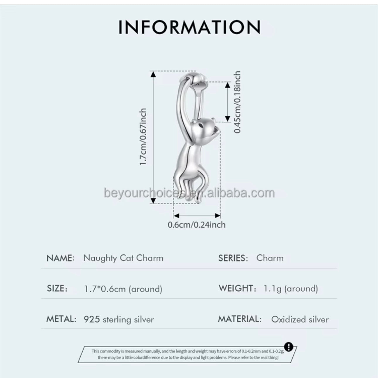 Cat Hugging a Bracelet Charm - bellissi