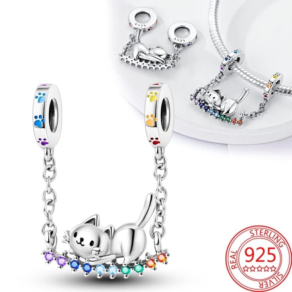 Cat & Swing Dangle Charm - bellissi