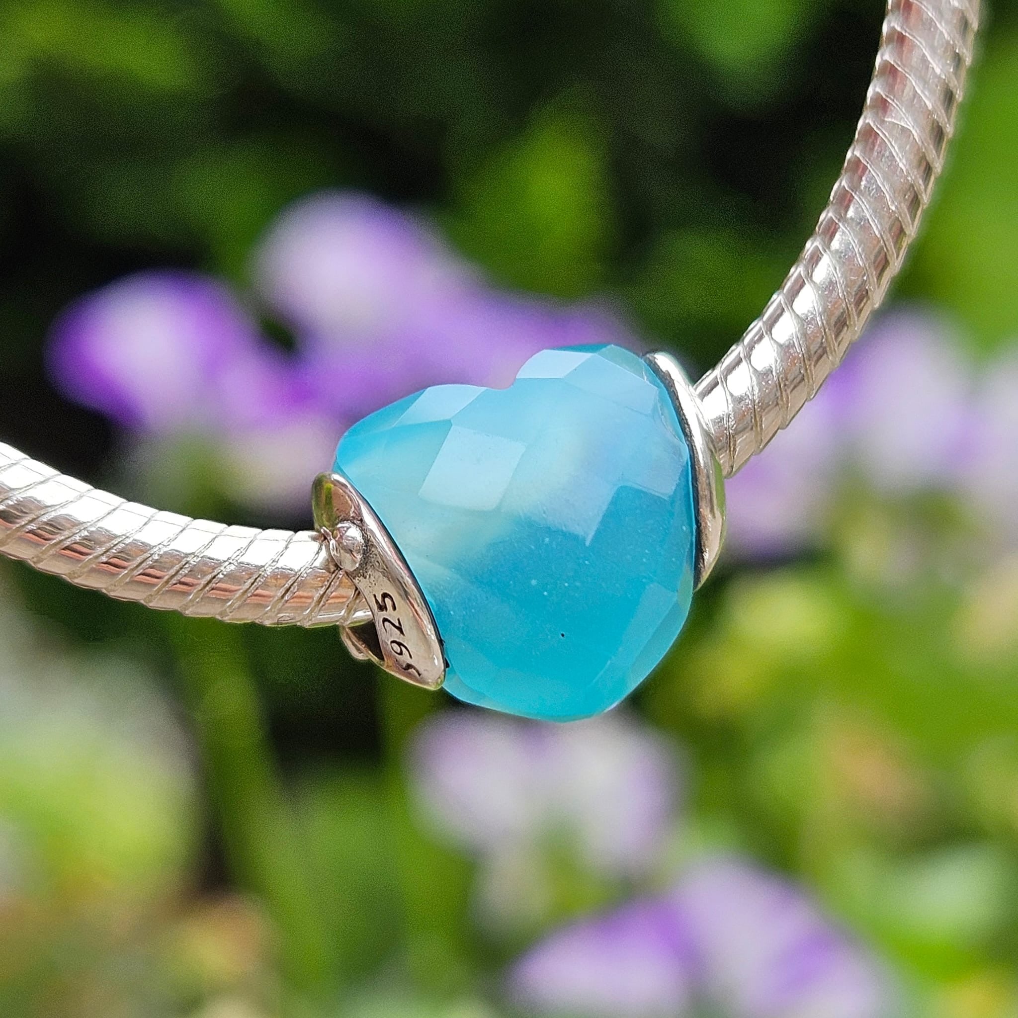 Sky Blue Heart Murano Glass Charm