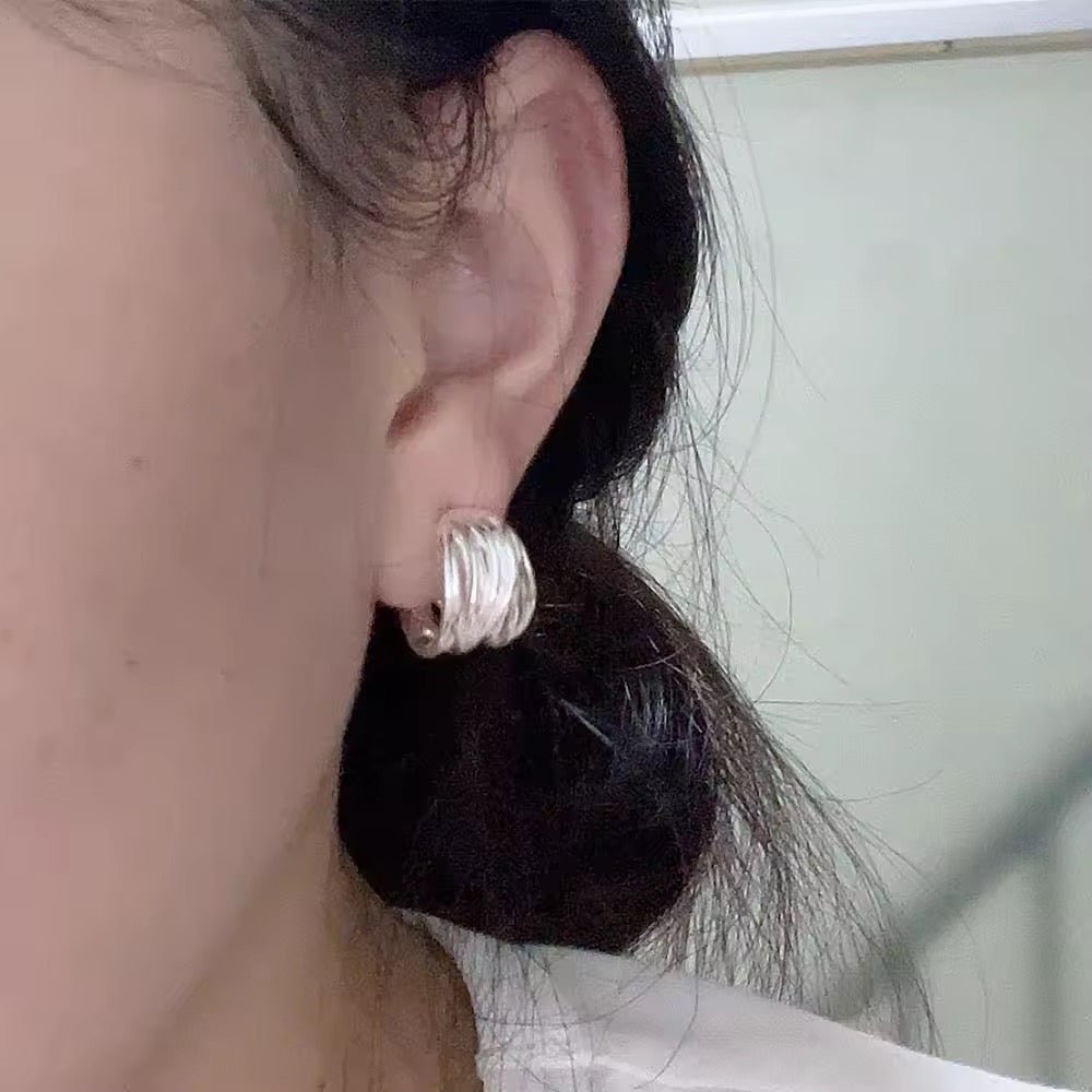 Chic Claw Hoop Earrings Twisted Silver Earrings - bellissi