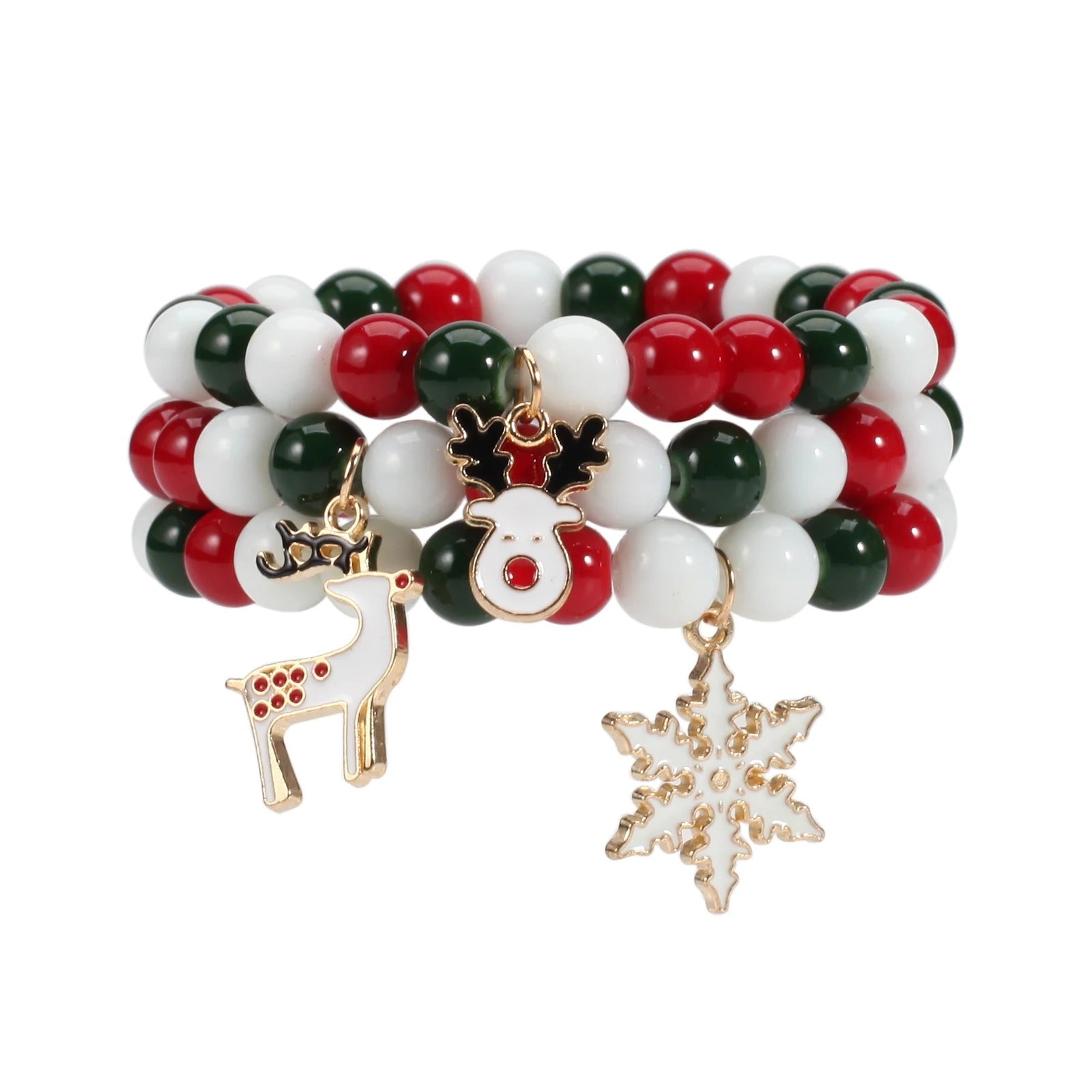 Christmas Beaded Stretch Bracelet - bellissi
