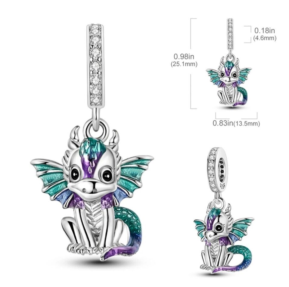 Colourful Dragon Dangle Charm - bellissi