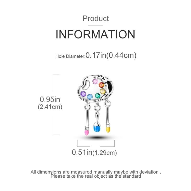 Colourful Paint Palette & Dangle Brushes Charm - bellissi