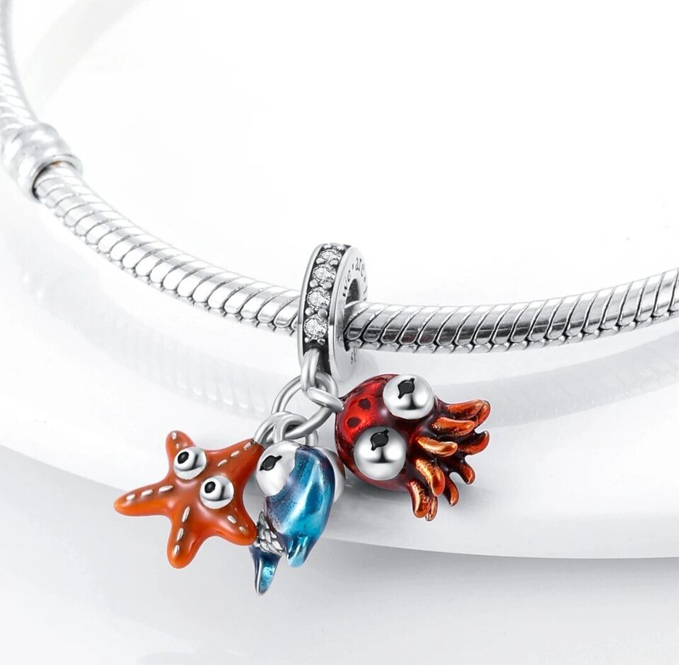 Colourful Starfish Octopus & Fish Dangle Charm - bellissi