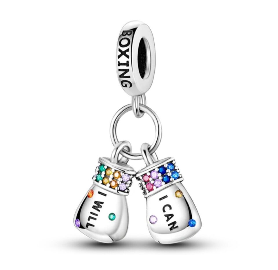 Colourful Zirconia Boxing Gloves Dangle Charm - bellissi