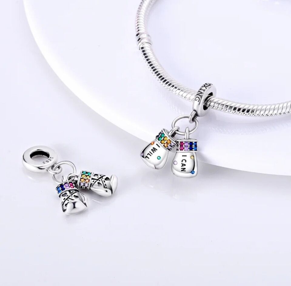 Colourful Zirconia Boxing Gloves Dangle Charm - bellissi