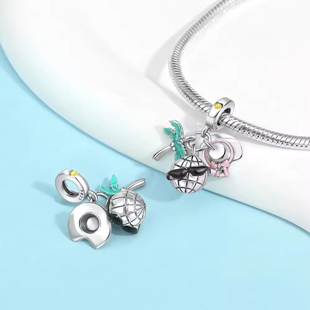 Cool Globe, Palm Three & Hat Dangle Charm - bellissi