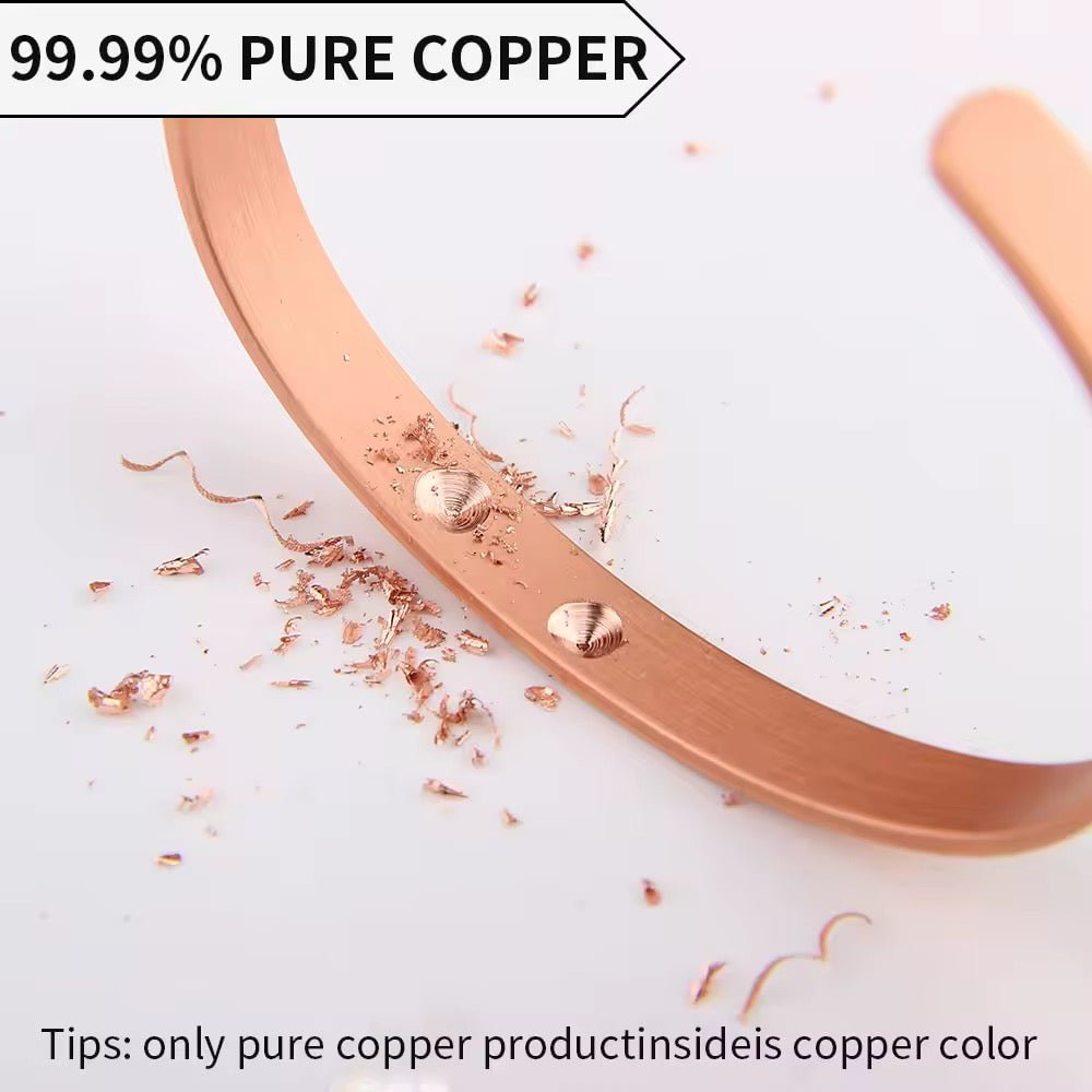 Copper Magnetic Cross Engraved Cuff Bracelet - bellissi