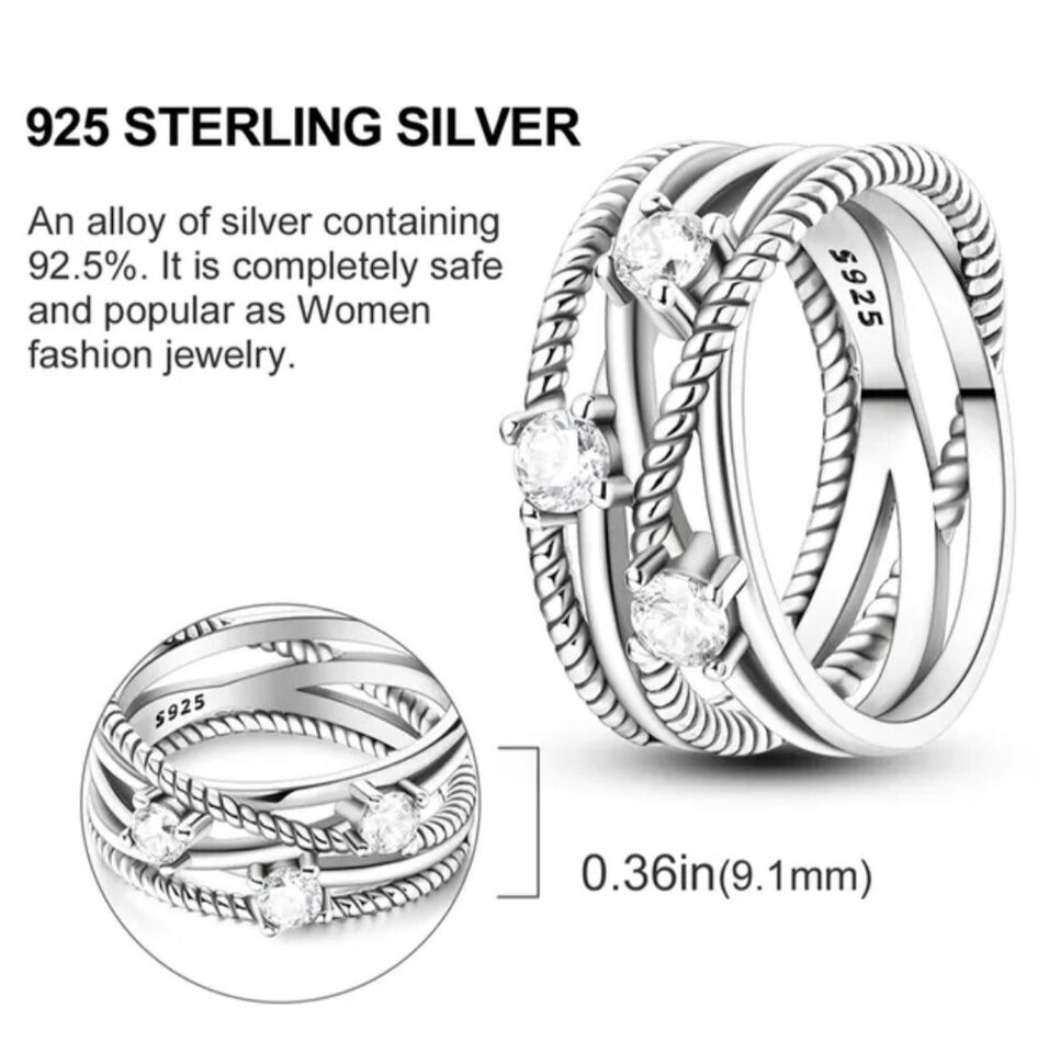 Crossover Ring With Cubic Zirconia - bellissi