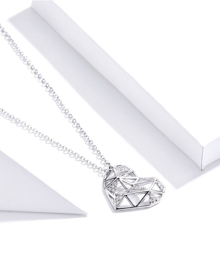 Crystal Faceted Heart Necklace - bellissi