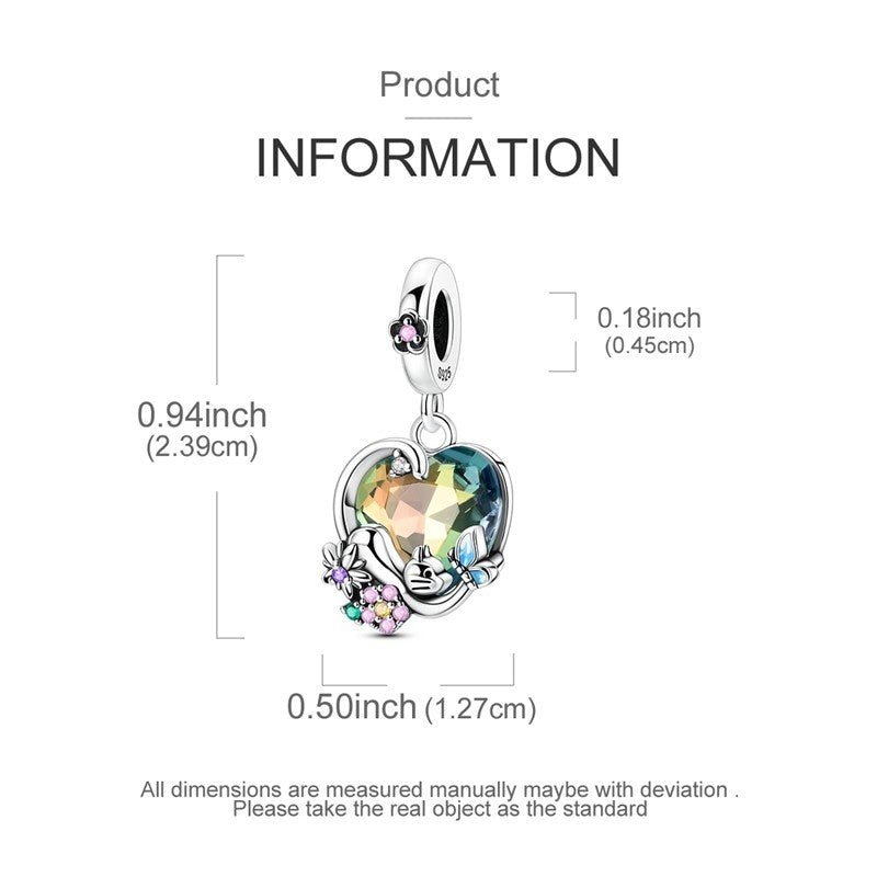 Crystal Heart & Cat Dangle Charm - bellissi