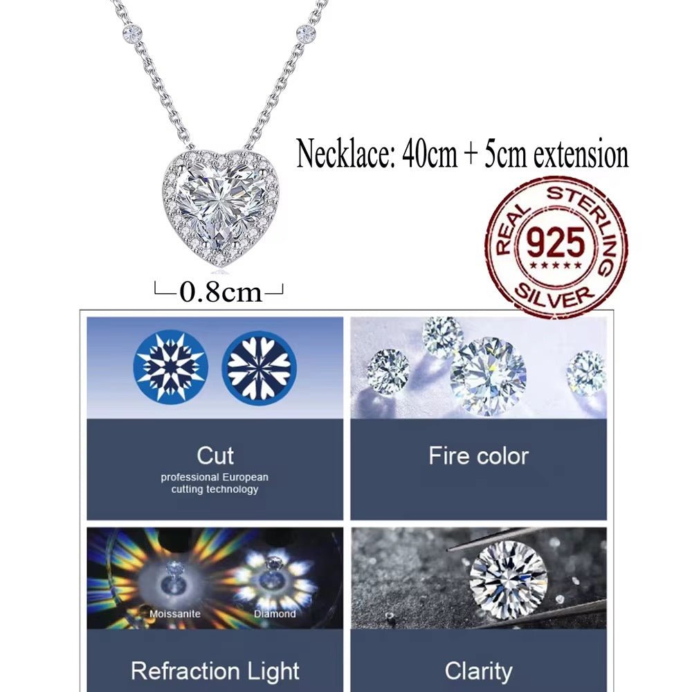 Cubic Zirconia Sparkling Heart Necklace - bellissi