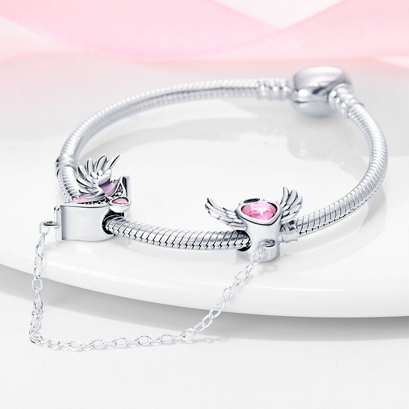 Cupid's Arrow & Pink Heart Safety Chain - bellissi