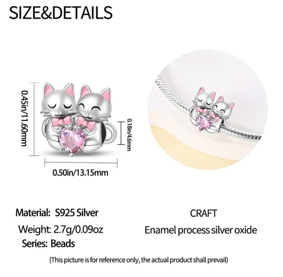 Cute Cats Kittens With Pink Heart Charm - bellissi