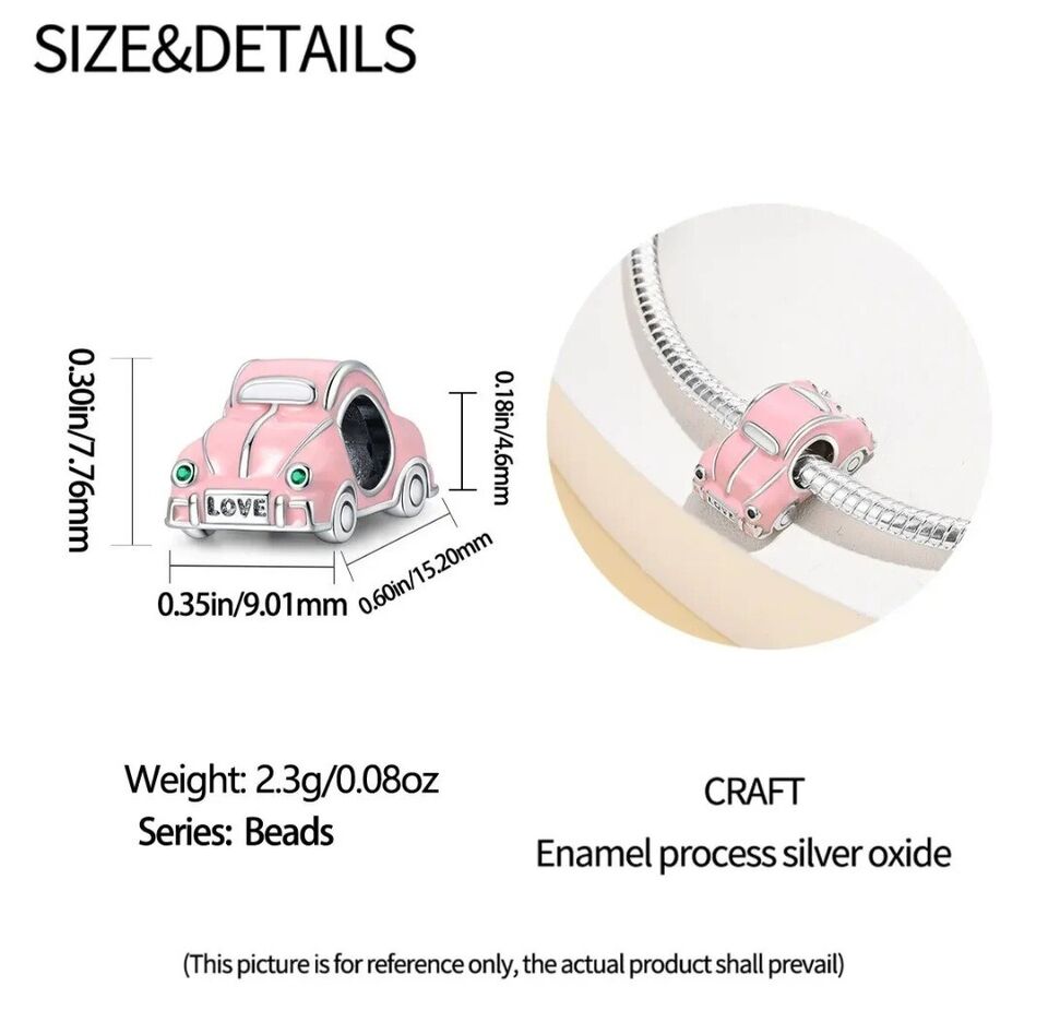 Cute Pink Car Bead Charm - bellissi