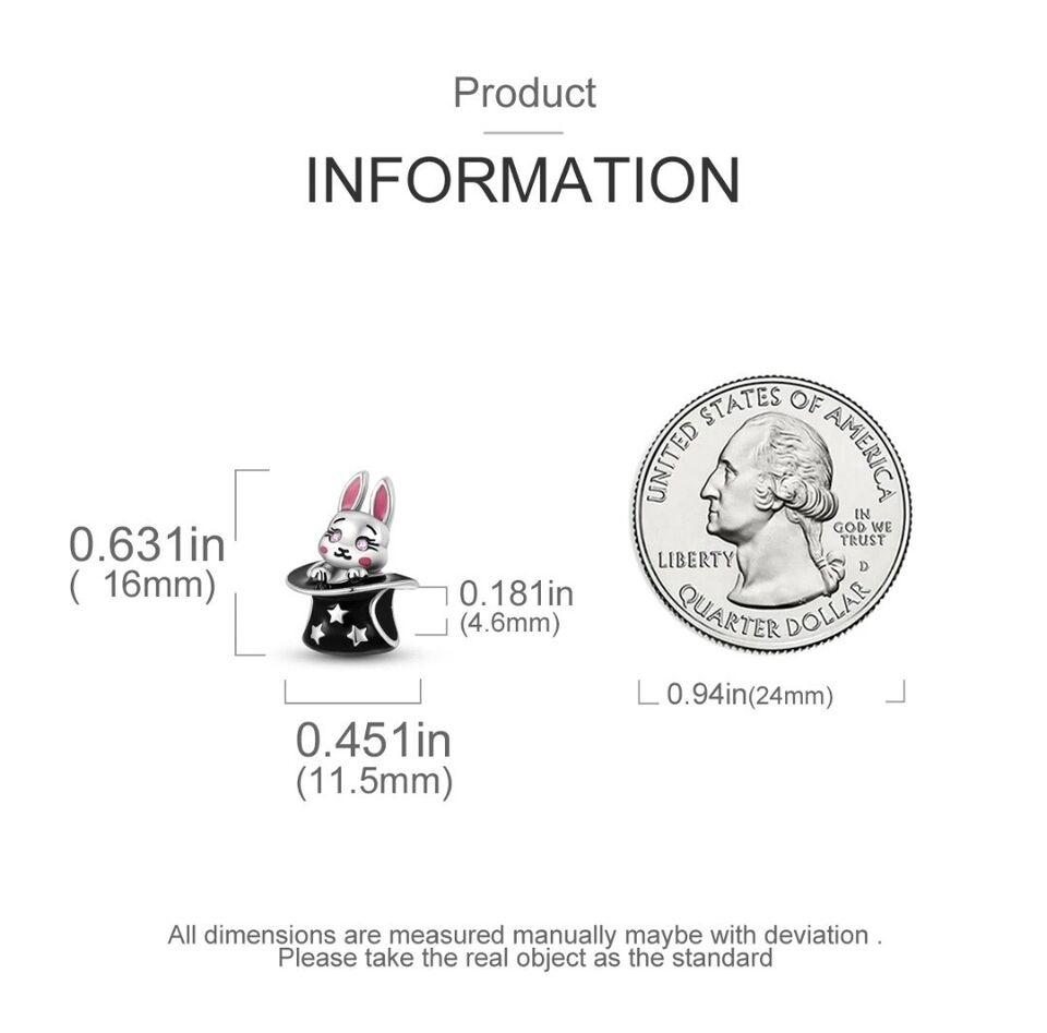 Cute Rabbit In Magical Hat Charm - bellissi