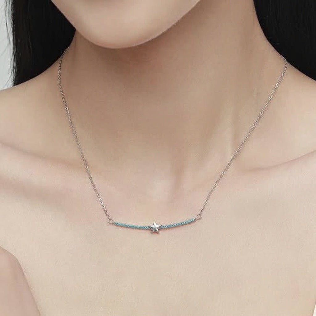 Dainty Turquoise Star Pendant Necklace - bellissi