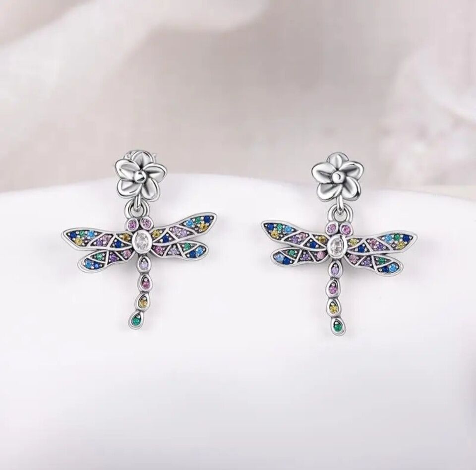 Dangle Earrings Multicoloured Dragonfly - bellissi