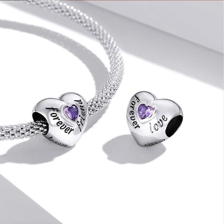 Forever Love Heart With Zircon Bead Charm - bellissi
