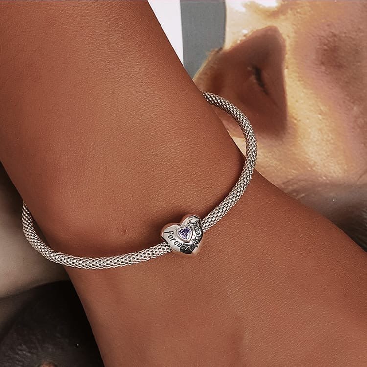 Forever Love Heart With Zircon Bead Charm - bellissi