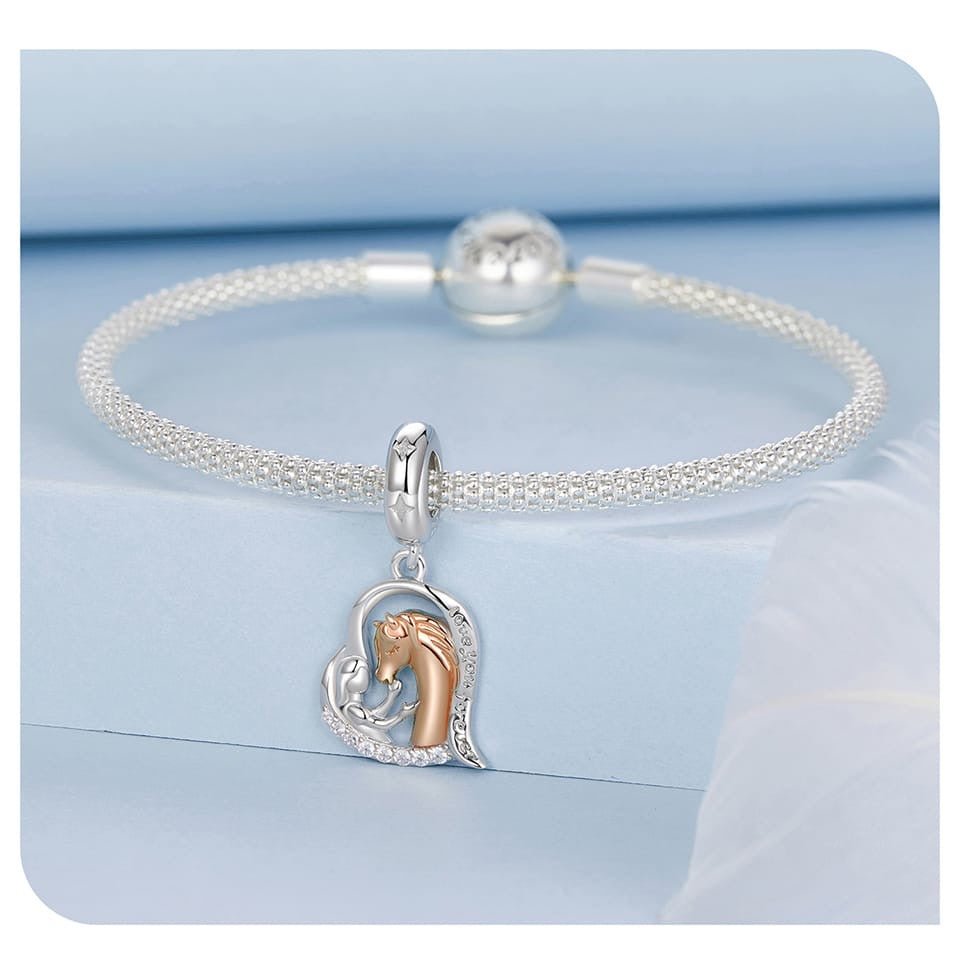Girl & Horse Heart Dangle Charm - bellissi
