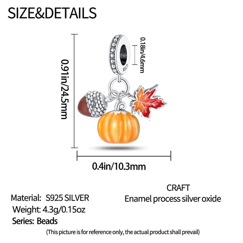 Golden Pumpkin & Maple Leaf Charm - bellissi